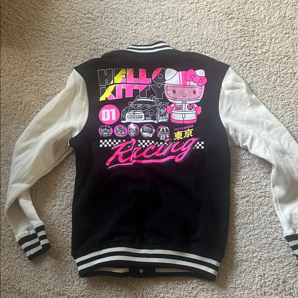 Hello Kitty adult S Racing Jacket - Black, White, and Pink NWOT